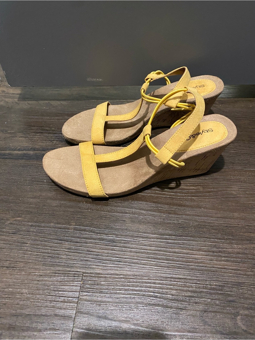 Style & Co. Yellow Strappy Wedge Sandals